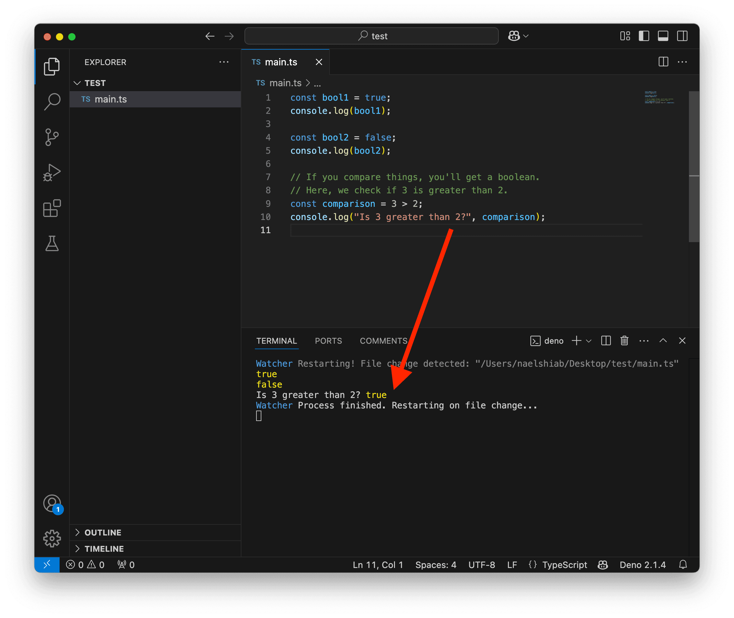 Une capture d'écran montrant VS Code affichant une comparaison.