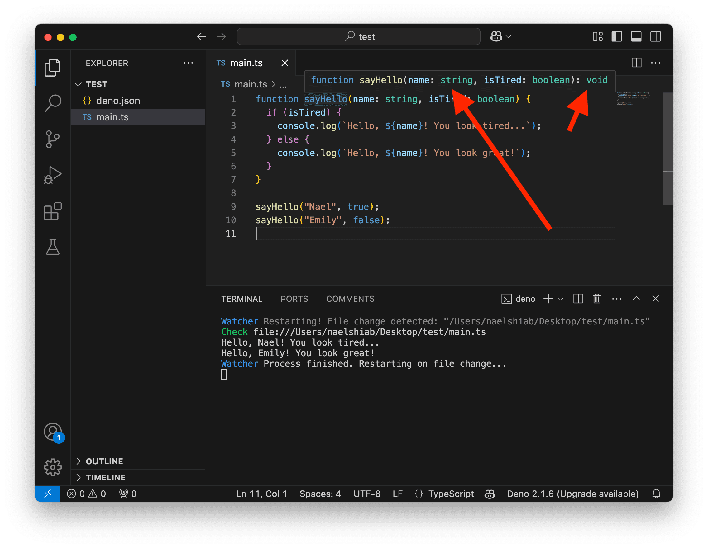 A screenshot showing VS Code showing a function signature.