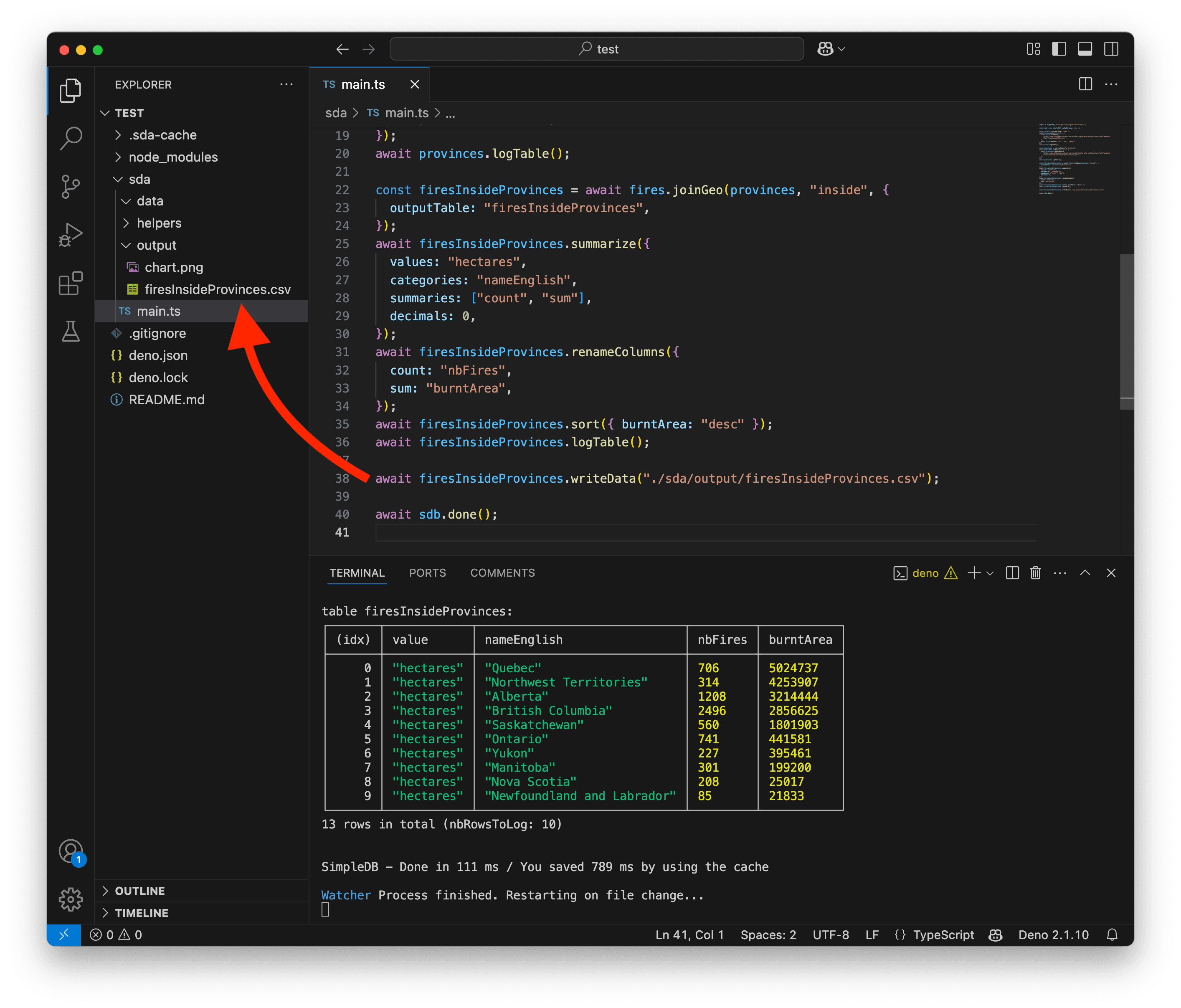 A screenshot showing a CSV file.