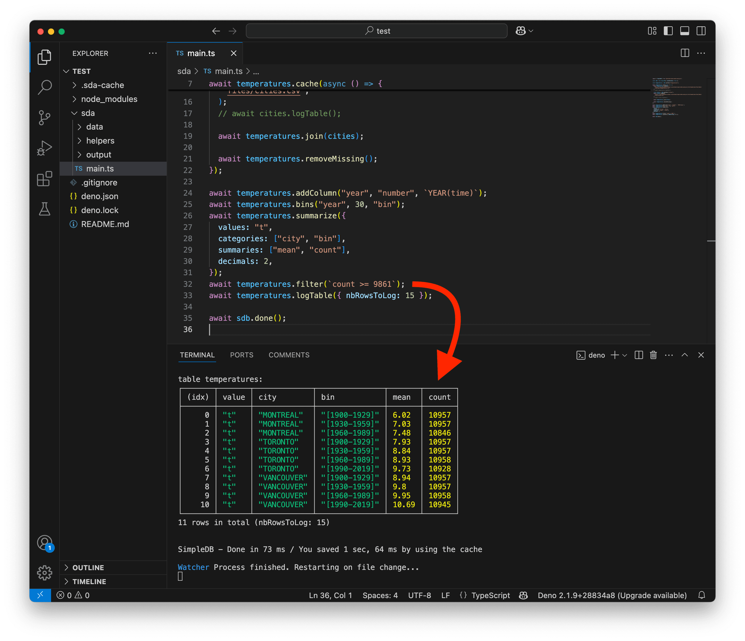 A screenshot showing the filter method.