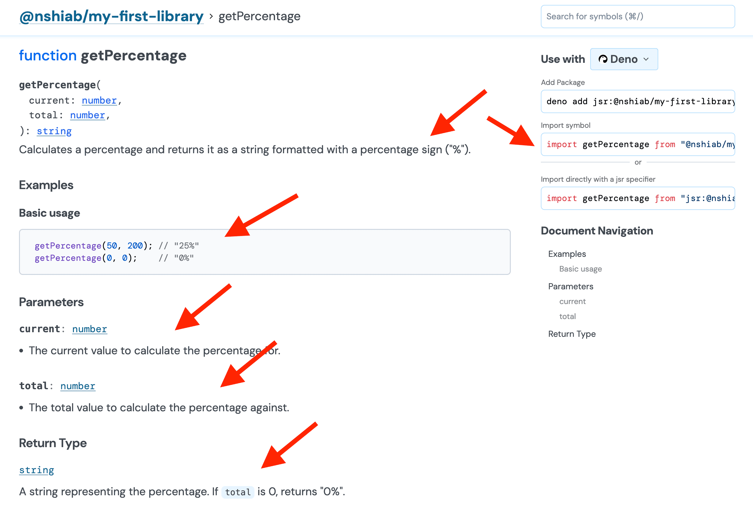 The getPercentage documentation.