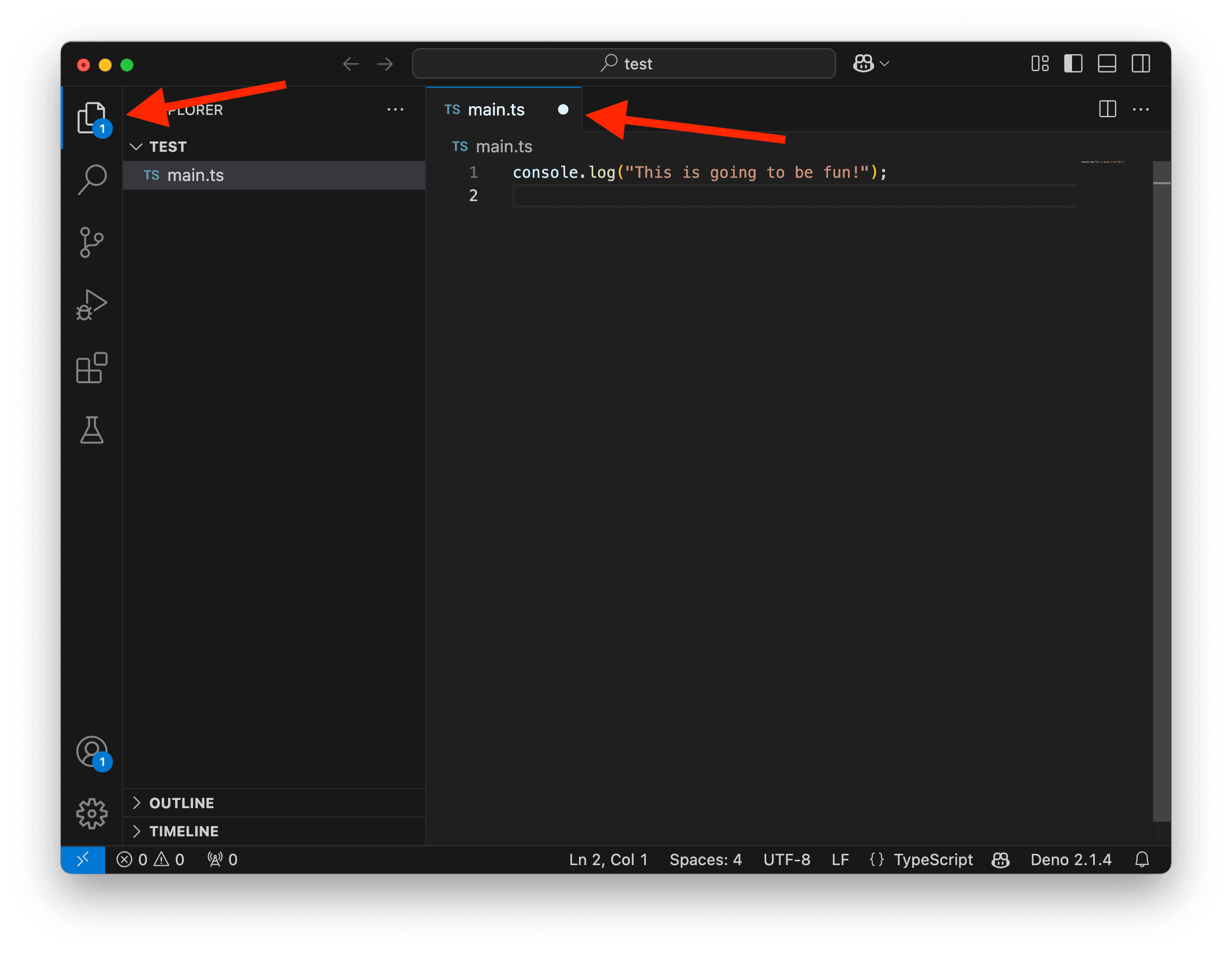 A screenshot showing an unsaved file in VS Code.